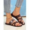 image:imageGORGLITTER Womens Cross Strappy Leather Flats Sandal Cute Dressy Toe Ring Open Toe Slip on Slide SandalsChocolate Brown