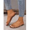 image:imageGORGLITTER Womens Cute Flat Sandals Summer Beach Vacation Clear Open Toe Jelly Transparent Strappy Slide Sandals 2026Brown