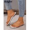 image:imageGORGLITTER Womens Cute Flat Sandals Summer Beach Vacation Clear Open Toe Jelly Transparent Strappy Slide Sandals 2026Cream White