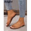 image:imageGORGLITTER Womens Cute Flat Sandals Summer Beach Vacation Clear Open Toe Jelly Transparent Strappy Slide Sandals 2026Mocha Brown and Clear