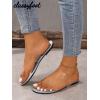 image:imageGORGLITTER Womens Cute Flat Sandals Summer Beach Vacation Clear Open Toe Jelly Transparent Strappy Slide Sandals 2026Silver and Clear