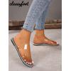 image:imageGORGLITTER Womens Cute Flat Sandals Summer Beach Vacation Clear Open Toe Jelly Transparent Strappy Slide Sandals 2026Silver and Clear