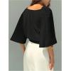 image:imageGORGLITTER Womens Dolman 34 Length Sleeve Cinched Waist Tops Ruched V Neck Blouses Summer Vacation Going Out OutfitsBlack