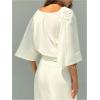 image:imageGORGLITTER Womens Dolman 34 Length Sleeve Cinched Waist Tops Ruched V Neck Blouses Summer Vacation Going Out OutfitsWhite