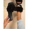 image:imageGORGLITTER Womens Floral Flat Sandals Dressy Flower Square Open Toe Cute Summer Vacation Shoes Comfortable SlidesBlack Floral