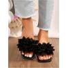 image:imageGORGLITTER Womens Floral Flat Sandals Dressy Flower Square Open Toe Cute Summer Vacation Shoes Comfortable SlidesBlack Floral
