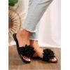image:imageGORGLITTER Womens Floral Flat Sandals Dressy Flower Square Open Toe Cute Summer Vacation Shoes Comfortable SlidesBlack Floral