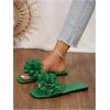 image:imageGORGLITTER Womens Floral Flat Sandals Dressy Flower Square Open Toe Cute Summer Vacation Shoes Comfortable SlidesGreen