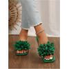 image:imageGORGLITTER Womens Floral Flat Sandals Dressy Flower Square Open Toe Cute Summer Vacation Shoes Comfortable SlidesGreen