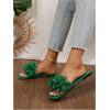 image:imageGORGLITTER Womens Floral Flat Sandals Dressy Flower Square Open Toe Cute Summer Vacation Shoes Comfortable SlidesGreen