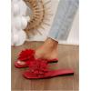 image:imageGORGLITTER Womens Floral Flat Sandals Dressy Flower Square Open Toe Cute Summer Vacation Shoes Comfortable SlidesRed