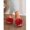 image:imageGORGLITTER Womens Floral Flat Sandals Dressy Flower Square Open Toe Cute Summer Vacation Shoes Comfortable SlidesRed