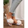 image:imageGORGLITTER Womens Floral Flat Sandals Dressy Flower Square Open Toe Cute Summer Vacation Shoes Comfortable SlidesWhite Floral