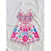 image:imageGORGLITTER Womens Floral Print Summer Romper Boho Sleeveless Wide Leg Short Jumpsuits Beach Vacation Cruise OutfitsHot Pink