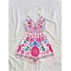 image:imageGORGLITTER Womens Floral Print Summer Romper Boho Sleeveless Wide Leg Short Jumpsuits Beach Vacation Cruise OutfitsHot Pink