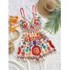 image:imageGORGLITTER Womens Floral Print Summer Romper Boho Sleeveless Wide Leg Short Jumpsuits Beach Vacation Cruise OutfitsMulticolor