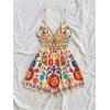 image:imageGORGLITTER Womens Floral Print Summer Romper Boho Sleeveless Wide Leg Short Jumpsuits Beach Vacation Cruise OutfitsOrange