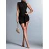 image:imageGORGLITTER Womens Flower Birthday Cocktail Mini Dress Asymmetrical Mock Neck Summer Going Out Prom Vacation SundressesBlack