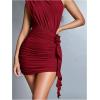 image:imageGORGLITTER Womens Flower Birthday Cocktail Mini Dress Asymmetrical Mock Neck Summer Going Out Prom Vacation SundressesBurgundy