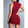 image:imageGORGLITTER Womens Flower Birthday Cocktail Mini Dress Asymmetrical Mock Neck Summer Going Out Prom Vacation SundressesBurgundy