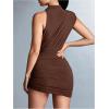 image:imageGORGLITTER Womens Flower Birthday Cocktail Mini Dress Asymmetrical Mock Neck Summer Going Out Prom Vacation SundressesCoffee Brown