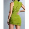 image:imageGORGLITTER Womens Flower Birthday Cocktail Mini Dress Asymmetrical Mock Neck Summer Going Out Prom Vacation SundressesGreen