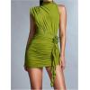 image:imageGORGLITTER Womens Flower Birthday Cocktail Mini Dress Asymmetrical Mock Neck Summer Going Out Prom Vacation SundressesGreen