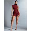 image:imageGORGLITTER Womens Flower Birthday Cocktail Mini Dress Asymmetrical Mock Neck Summer Going Out Prom Vacation SundressesSolid Burgundy