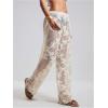 image:imageGORGLITTER Womens Flower Crochet Swimsuit Coverup Pants Summer Beach Vacation Low Waisted Knit Swim Cover Up PantsApricot