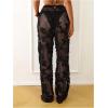 image:imageGORGLITTER Womens Flower Crochet Swimsuit Coverup Pants Summer Beach Vacation Low Waisted Knit Swim Cover Up PantsBlack