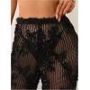 image:imageGORGLITTER Womens Flower Crochet Swimsuit Coverup Pants Summer Beach Vacation Low Waisted Knit Swim Cover Up PantsBlack