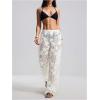 image:imageGORGLITTER Womens Flower Crochet Swimsuit Coverup Pants Summer Beach Vacation Low Waisted Knit Swim Cover Up PantsWhite