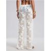 image:imageGORGLITTER Womens Flower Crochet Swimsuit Coverup Pants Summer Beach Vacation Low Waisted Knit Swim Cover Up PantsWhite