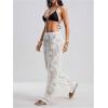 image:imageGORGLITTER Womens Flower Crochet Swimsuit Coverup Pants Summer Beach Vacation Low Waisted Knit Swim Cover Up PantsWhite