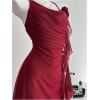 image:imageGORGLITTER Womens Flower Strapless Halter Bodycon Mini Dresses Elegant Classy Y2K Mesh Tassel Backless Summer SundressBurgundy