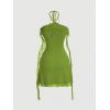 image:imageGORGLITTER Womens Flower Strapless Halter Bodycon Mini Dresses Elegant Classy Y2K Mesh Tassel Backless Summer SundressGreen
