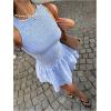 image:imageGORGLITTER Womens Gingham Mini Dress Cute Tiered Ruffle Hem Smocked Plaid A Line Vacation Short Tank DressesBlue and White