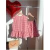 image:imageGORGLITTER Womens Gingham Sets 2 Piece Bow Tie Front Tank Top Baggy Shorts Sets Cute Summer Vacation Beachy OutfitsRed