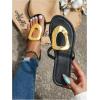 image:imageGORGLITTER Womens Gold Flip Flops Square Toe Summer Sandals 2026 Wedding Dressy Vacation Beach Slides ShoesBlack