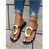 image:imageGORGLITTER Womens Gold Flip Flops Square Toe Summer Sandals 2026 Wedding Dressy Vacation Beach Slides ShoesBlack