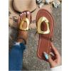 image:imageGORGLITTER Womens Gold Flip Flops Square Toe Summer Sandals 2026 Wedding Dressy Vacation Beach Slides ShoesBrown