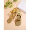 image:imageGORGLITTER Womens Gold Flip Flops Square Toe Summer Sandals 2026 Wedding Dressy Vacation Beach Slides ShoesGold