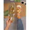 image:imageGORGLITTER Womens Gold Flip Flops Square Toe Summer Sandals 2026 Wedding Dressy Vacation Beach Slides ShoesGold