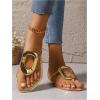 image:imageGORGLITTER Womens Gold Flip Flops Square Toe Summer Sandals 2026 Wedding Dressy Vacation Beach Slides ShoesGold Metal