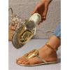 image:imageGORGLITTER Womens Gold Flip Flops Square Toe Summer Sandals 2026 Wedding Dressy Vacation Beach Slides ShoesGold Metal
