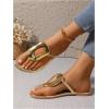 image:imageGORGLITTER Womens Gold Flip Flops Square Toe Summer Sandals 2026 Wedding Dressy Vacation Beach Slides ShoesGold Metal