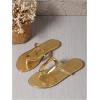 image:imageGORGLITTER Womens Gold Flip Flops Square Toe Summer Sandals 2026 Wedding Dressy Vacation Beach Slides ShoesGold Metal
