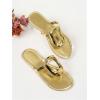 image:imageGORGLITTER Womens Gold Flip Flops Square Toe Summer Sandals 2026 Wedding Dressy Vacation Beach Slides ShoesGold Metal Ring