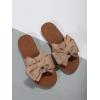 image:imageGORGLITTER Womens Gold Sandals Dressy Cute Summer 2026 Bow Square Toe Trendy Beach Boho Wedding Vacation Slides ShoesApricot
