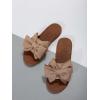 image:imageGORGLITTER Womens Gold Sandals Dressy Cute Summer 2026 Bow Square Toe Trendy Beach Boho Wedding Vacation Slides ShoesApricot